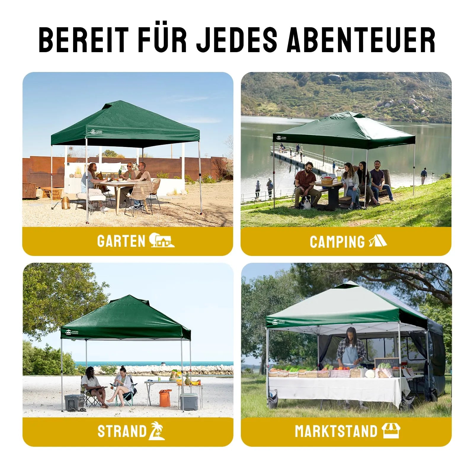 Pop-Up Faltpavillon 3 × 3 m – Wasserdicht, UV50+, Höhenverstellbar, mit Seitenteilen