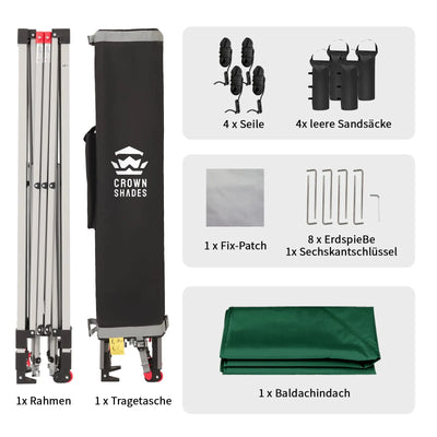 Pop-Up Faltpavillon 3 × 3 m – Wasserdicht, UV50+, Höhenverstellbar, mit Seitenteilen