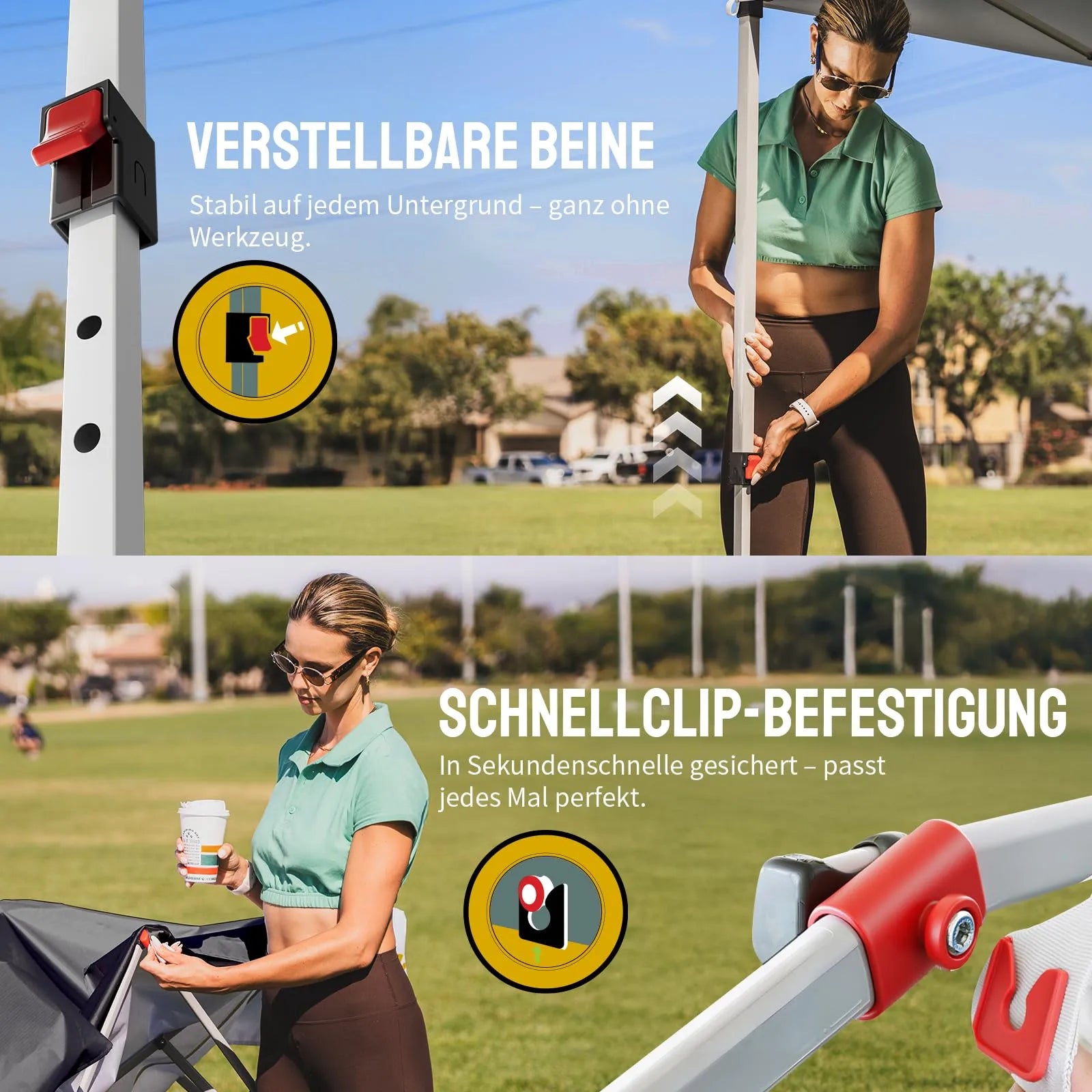 Pop-Up Faltpavillon 3 × 3 m – Wasserdicht, UV50+, Höhenverstellbar, mit Seitenteilen