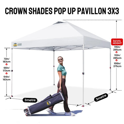 Pop-Up Faltpavillon 3 × 3 m – Wasserdicht, UV50+, Höhenverstellbar, mit Seitenteilen