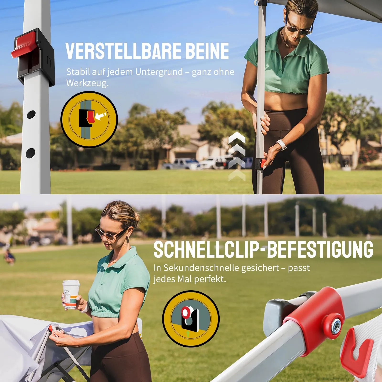 Pop-Up Faltpavillon 3 × 3 m – Wasserdicht, UV50+, Höhenverstellbar, mit Seitenteilen