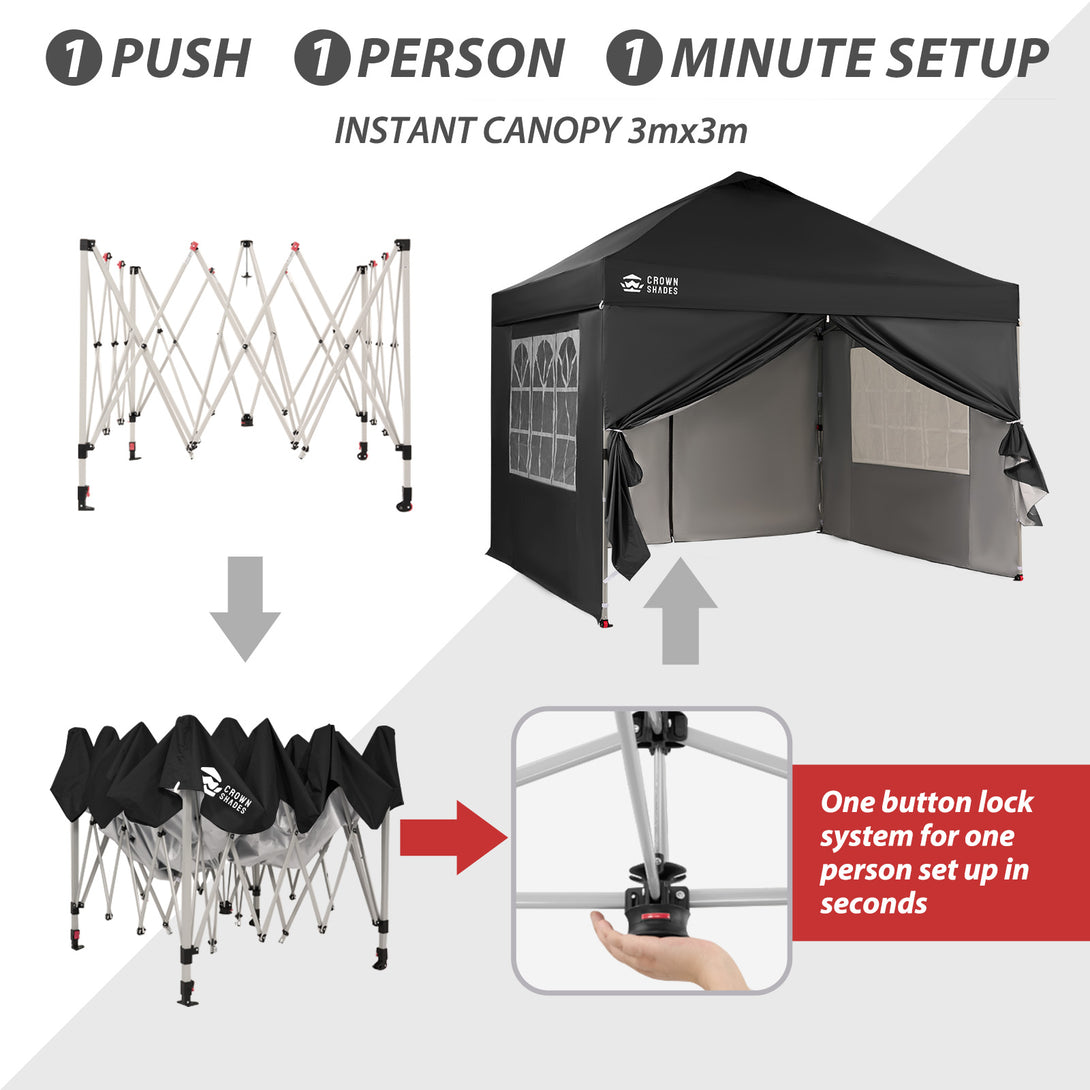 Pop Up Gazebo with 4 Sidewalls - One Push CenterLOK® Instant Setup