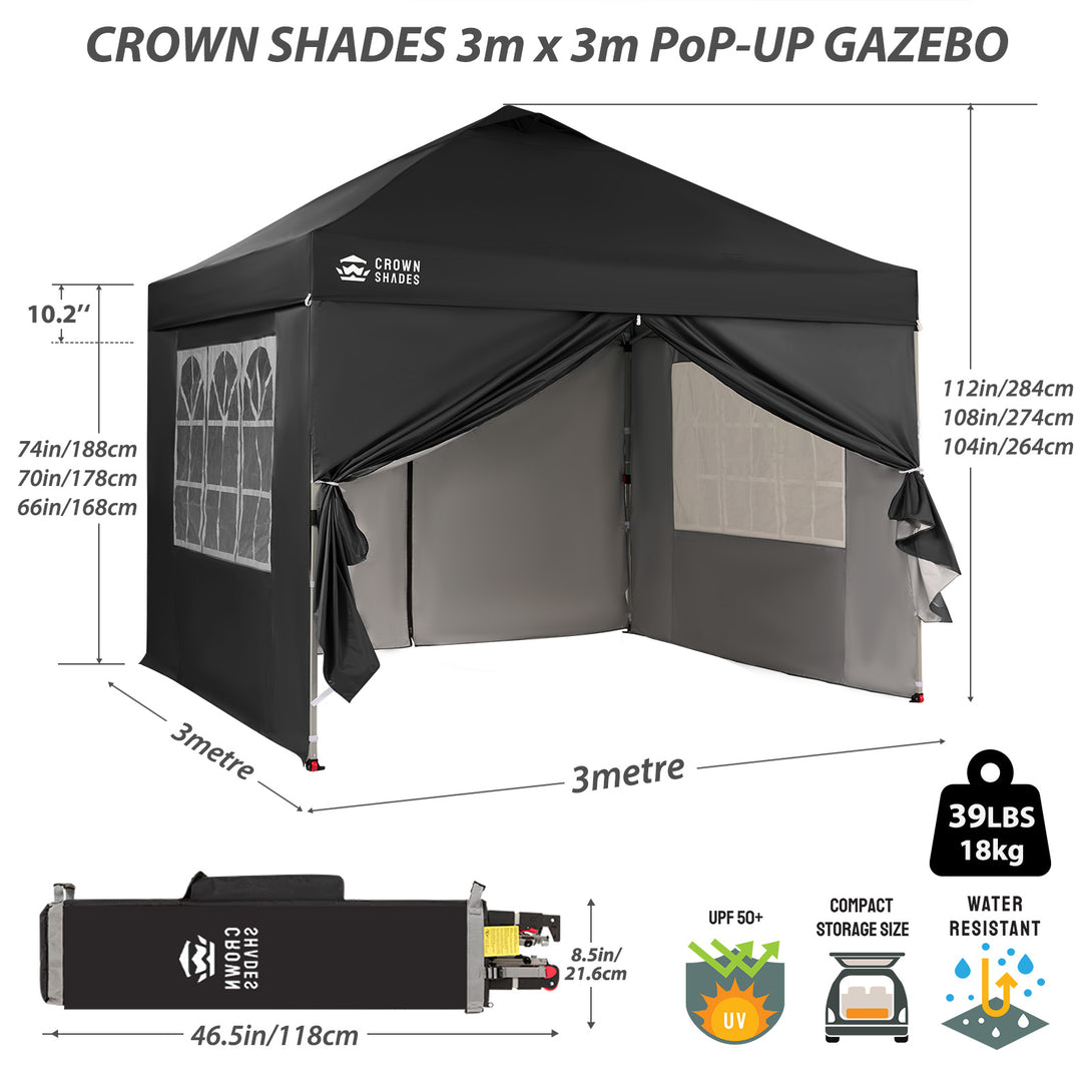 Pop Up Gazebo with 4 Sidewalls - One Push CenterLOK® Instant Setup