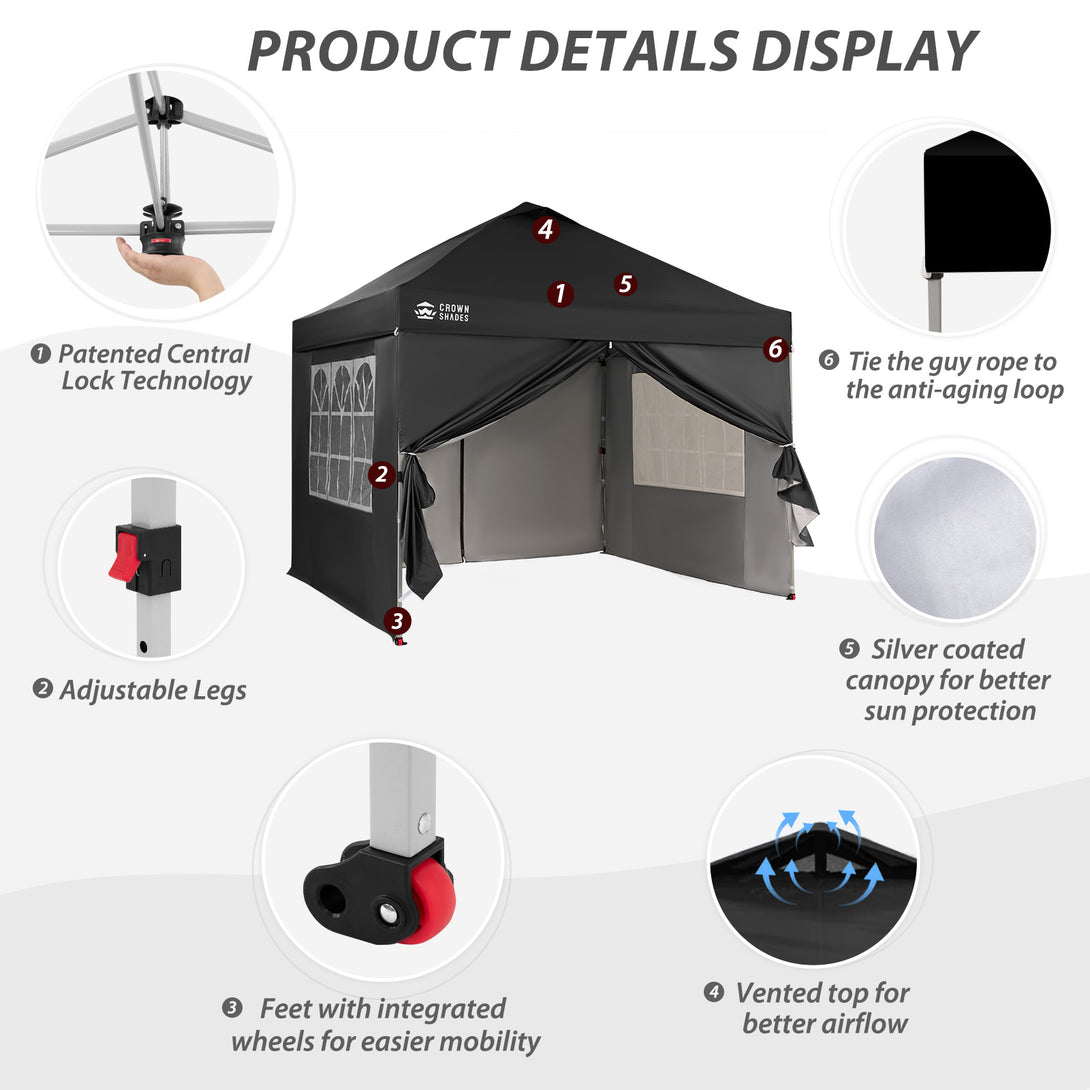 Pop Up Gazebo with 4 Sidewalls - One Push CenterLOK® Instant Setup