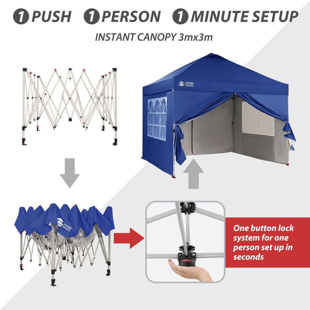 Pop Up Gazebo with 4 Sidewalls - One Push CenterLOK® Instant Setup