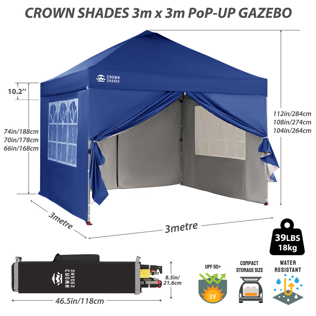 Pop Up Gazebo with 4 Sidewalls - One Push CenterLOK® Instant Setup