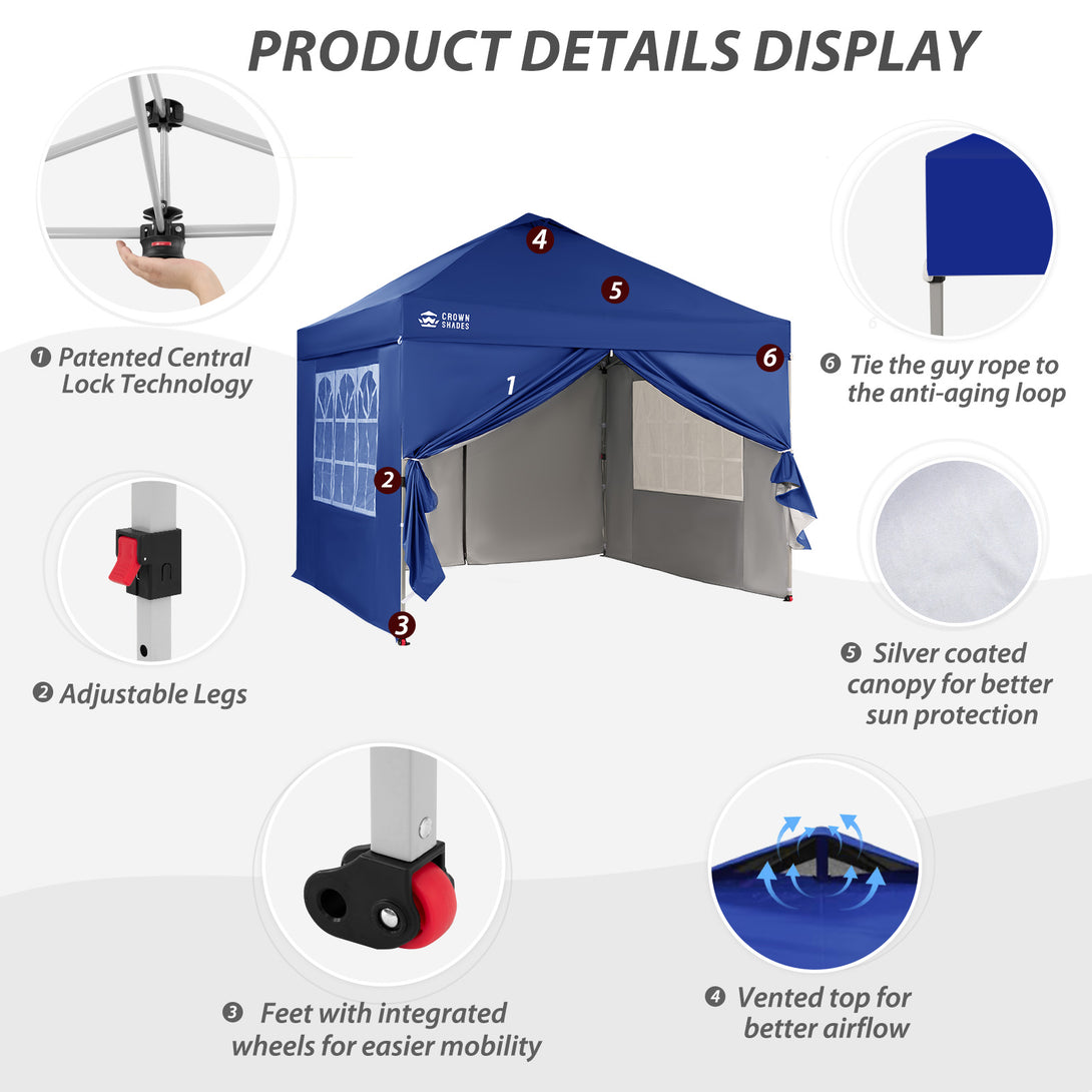 Pop Up Gazebo with 4 Sidewalls - One Push CenterLOK® Instant Setup