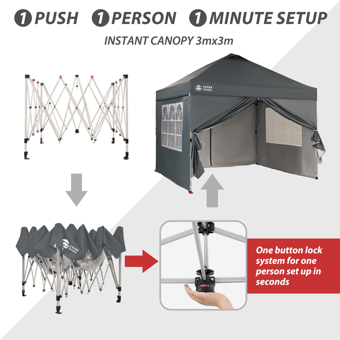 Pop Up Gazebo with 4 Sidewalls - One Push CenterLOK® Instant Setup