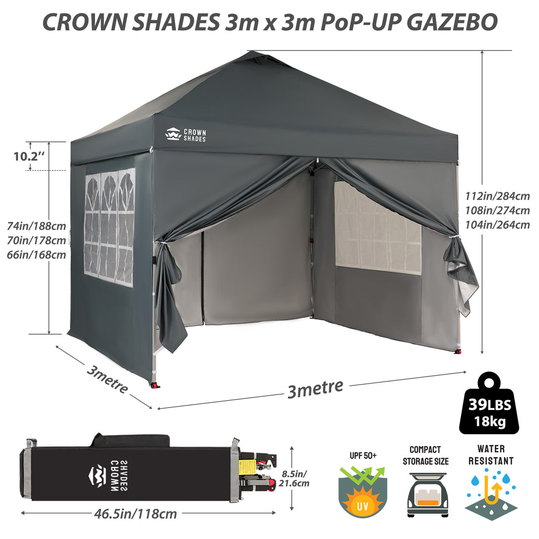 Pop Up Gazebo with 4 Sidewalls - One Push CenterLOK® Instant Setup