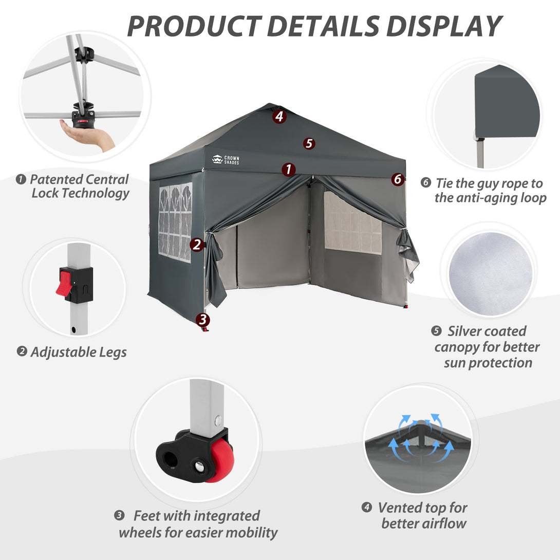 Pop Up Gazebo with 4 Sidewalls - One Push CenterLOK® Instant Setup
