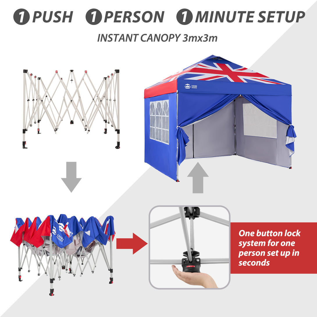 Pop Up Gazebo with 4 Sidewalls - One Push CenterLOK® Instant Setup