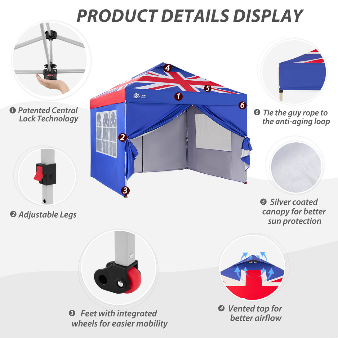 Pop Up Gazebo with 4 Sidewalls - One Push CenterLOK® Instant Setup