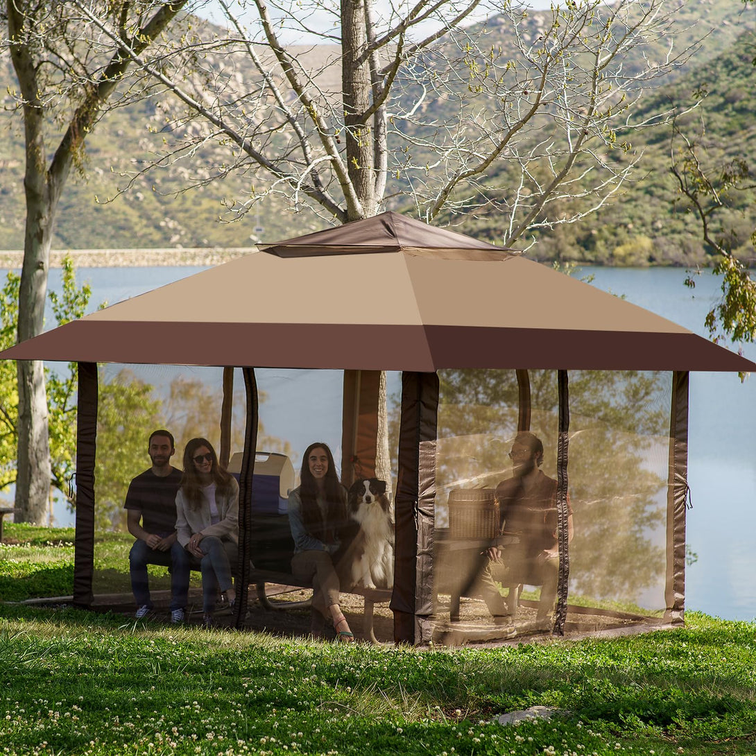 4m x 4m Pop Up Gazebo with Side Panels – Waterproof Garden Shelter