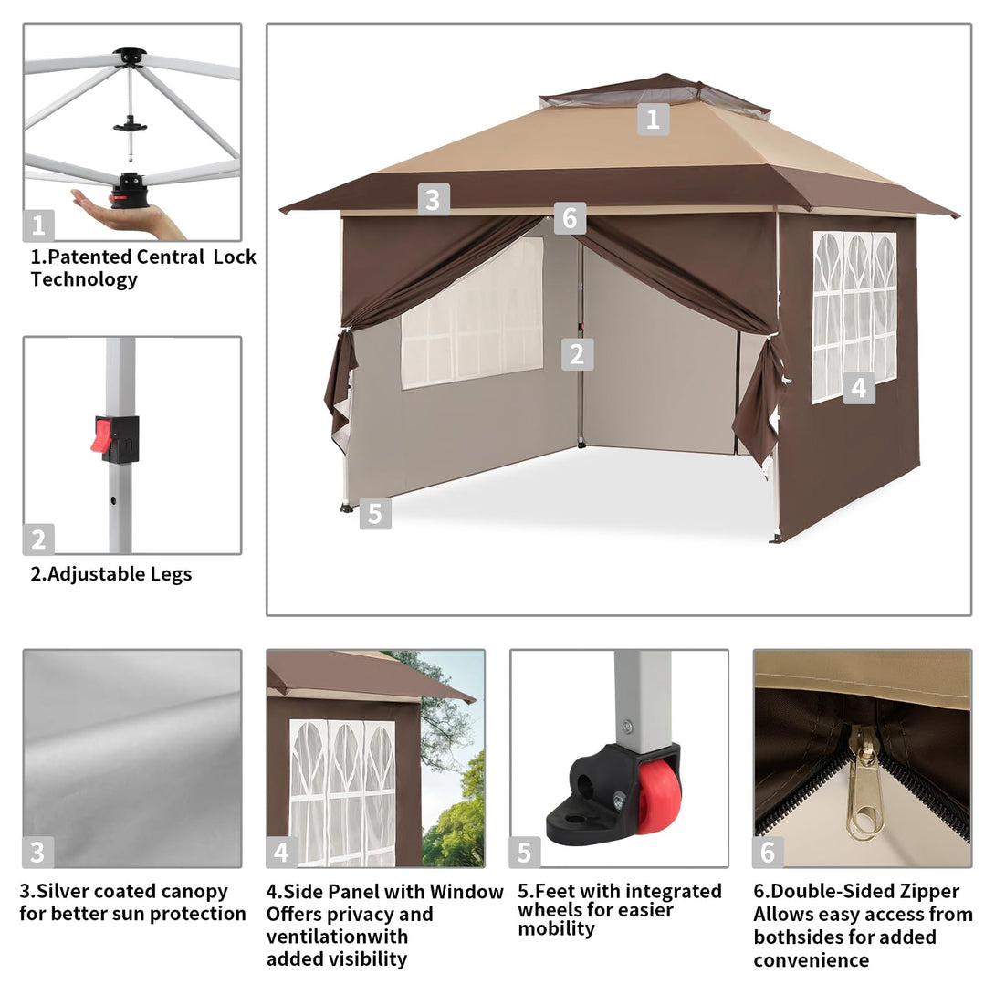 4m x 4m Pop Up Gazebo with Side Panels – Waterproof Garden Shelter