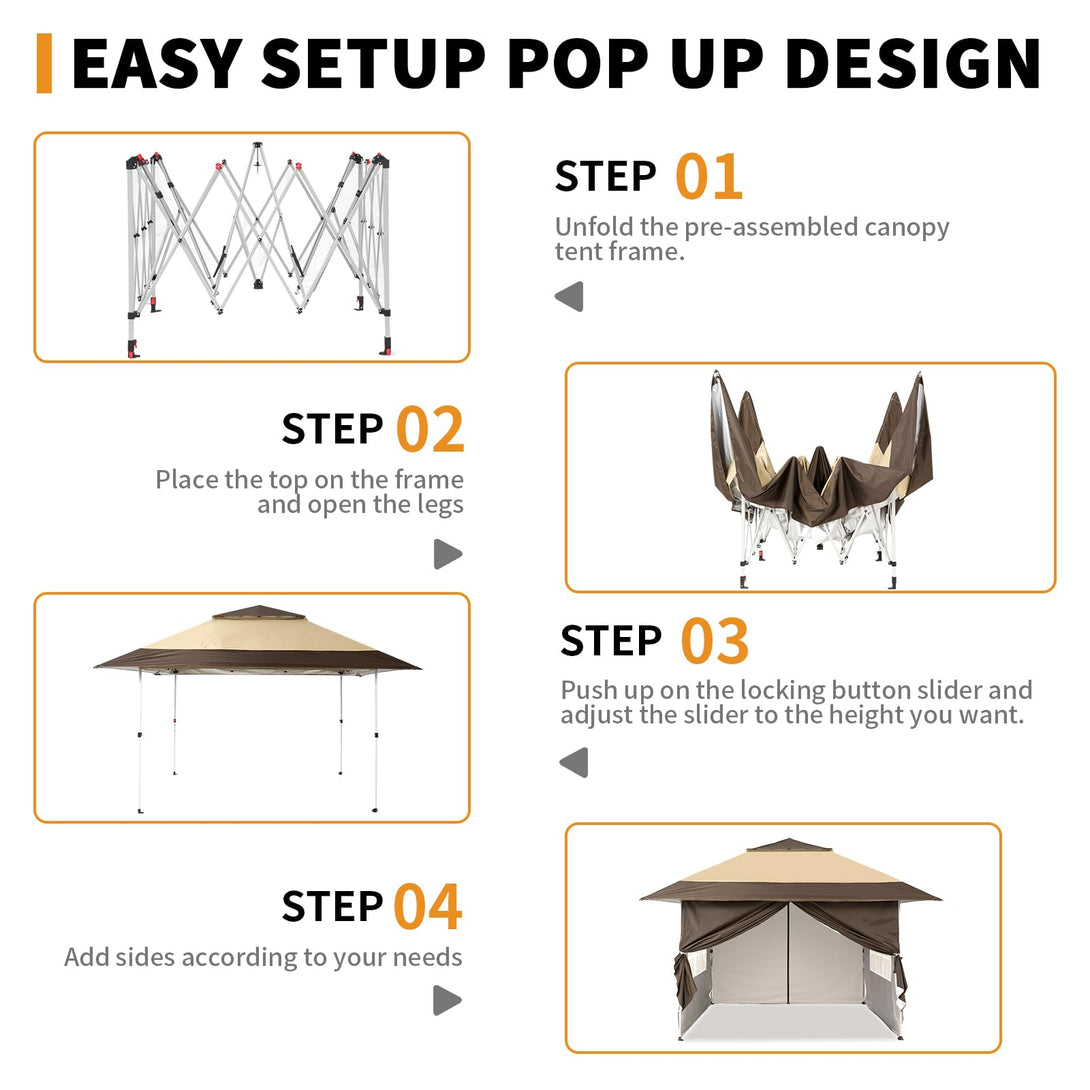 4m x 4m Pop Up Gazebo with Side Panels – Waterproof Garden Shelter