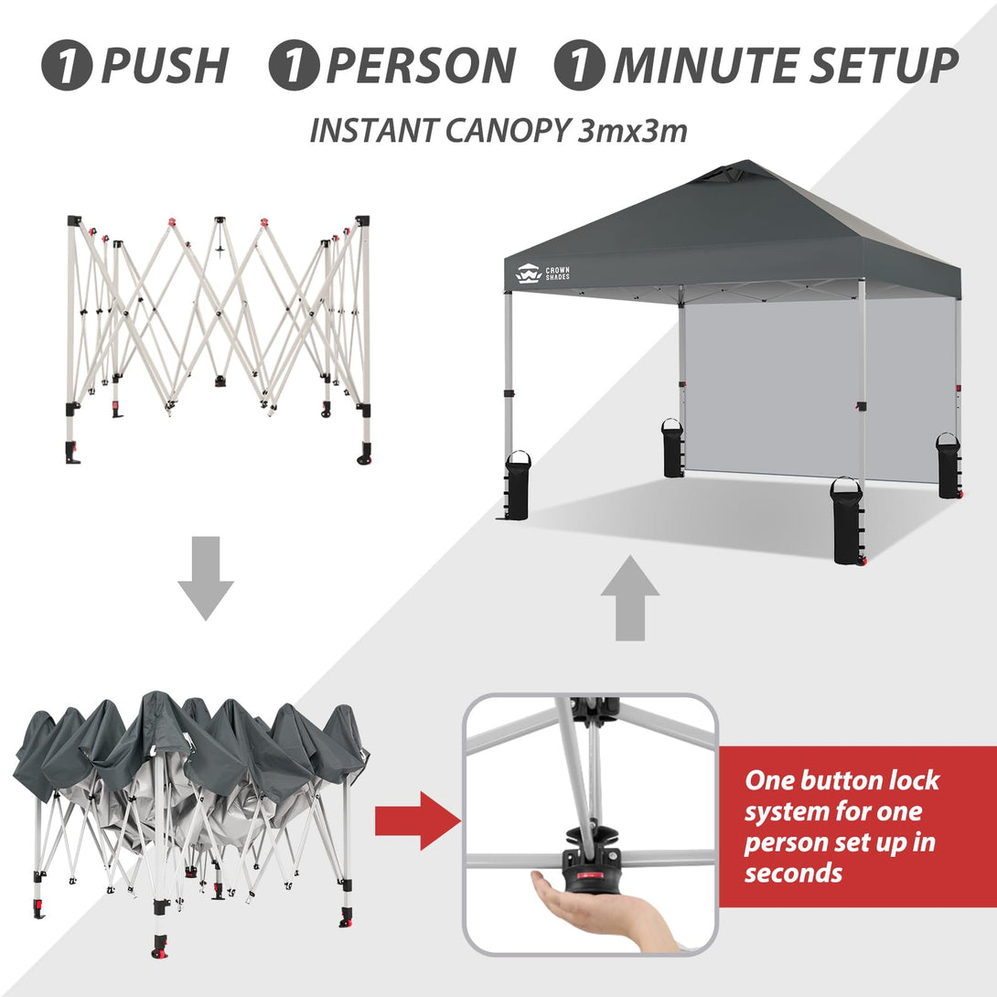 3m x 3m Pop Up Gazebo with 1 Sidewall