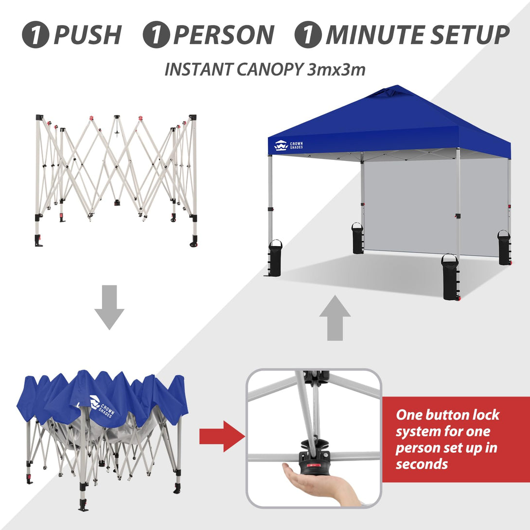 3m x 3m Pop Up Gazebo with 1 Sidewall