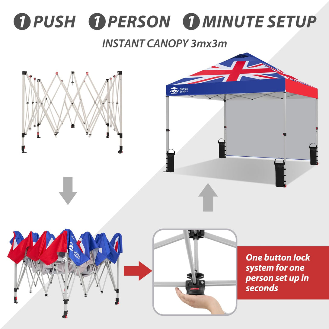 3m x 3m Pop Up Gazebo with 1 Sidewall