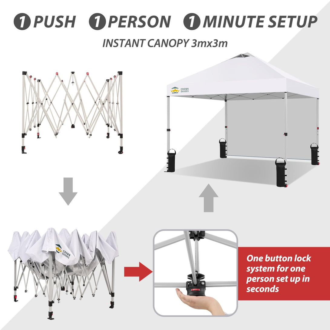 3m x 3m Pop Up Gazebo with 1 Sidewall