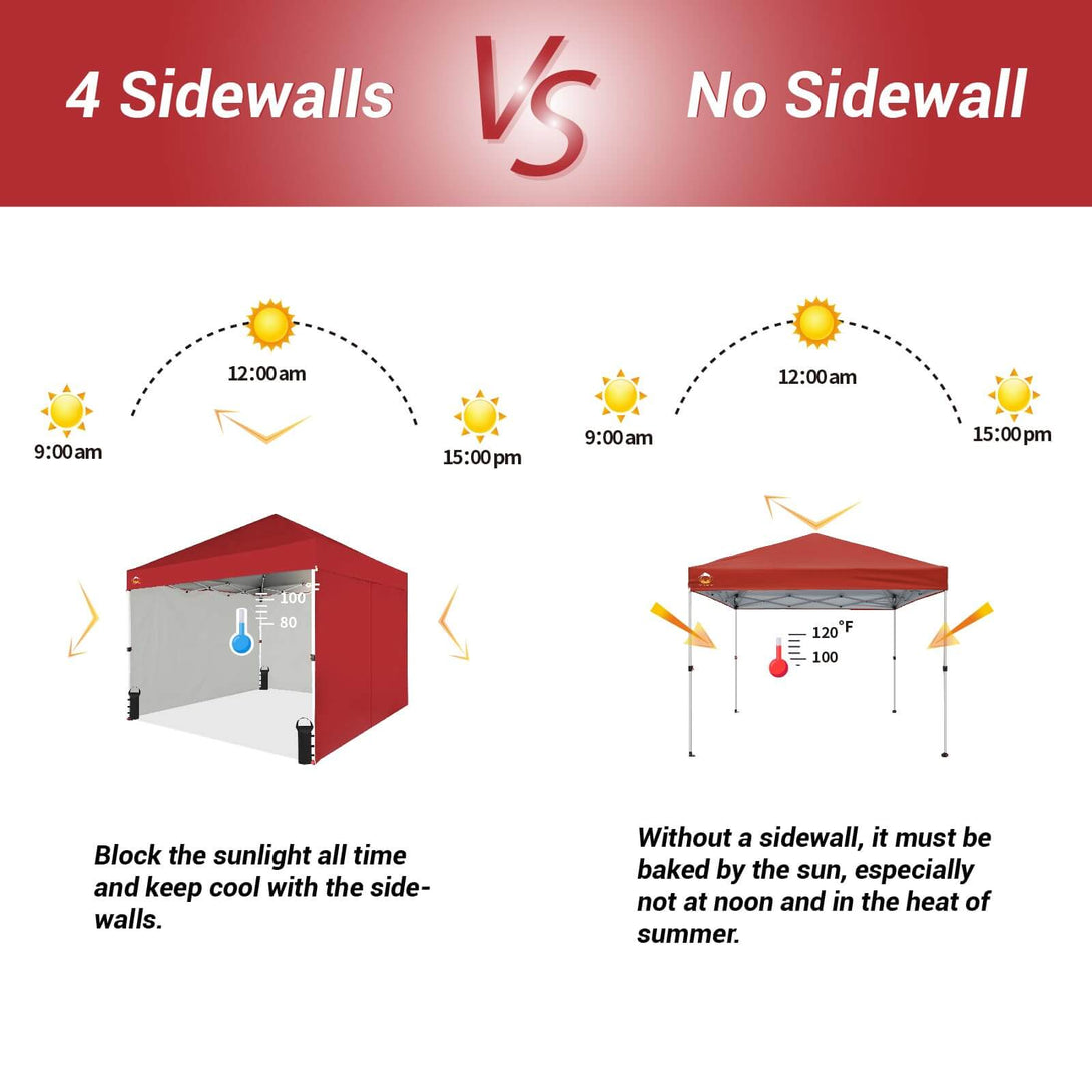 CROWN SHADES 10X10 Comercial Instant Canopy Pop Up Tent Patended Center Lock with 4 Sidewalls