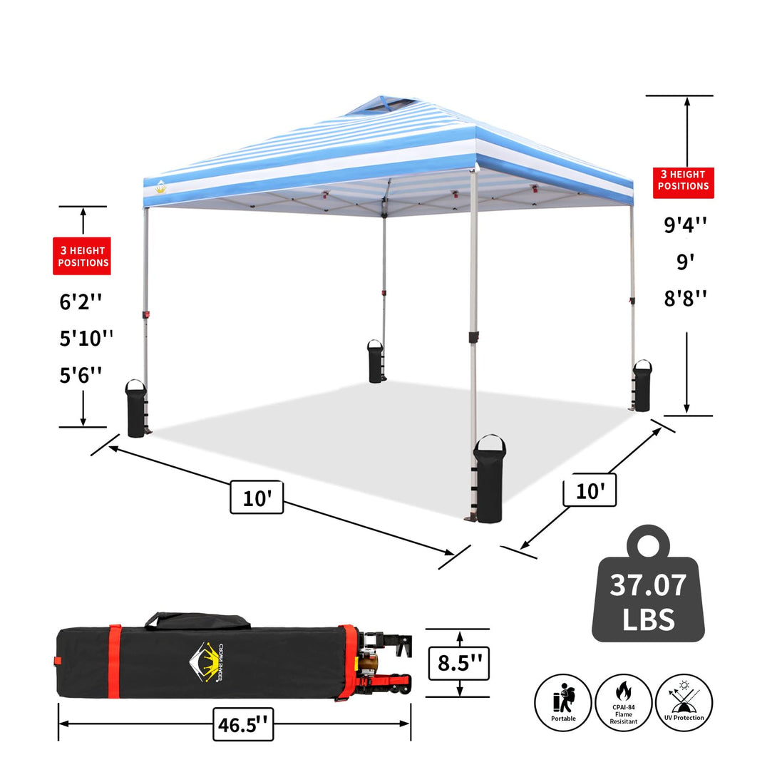 10x10 Pop up Canopy Tent RM100H, Patented One Push Pop Up Tent with Wheeled Carry Bag