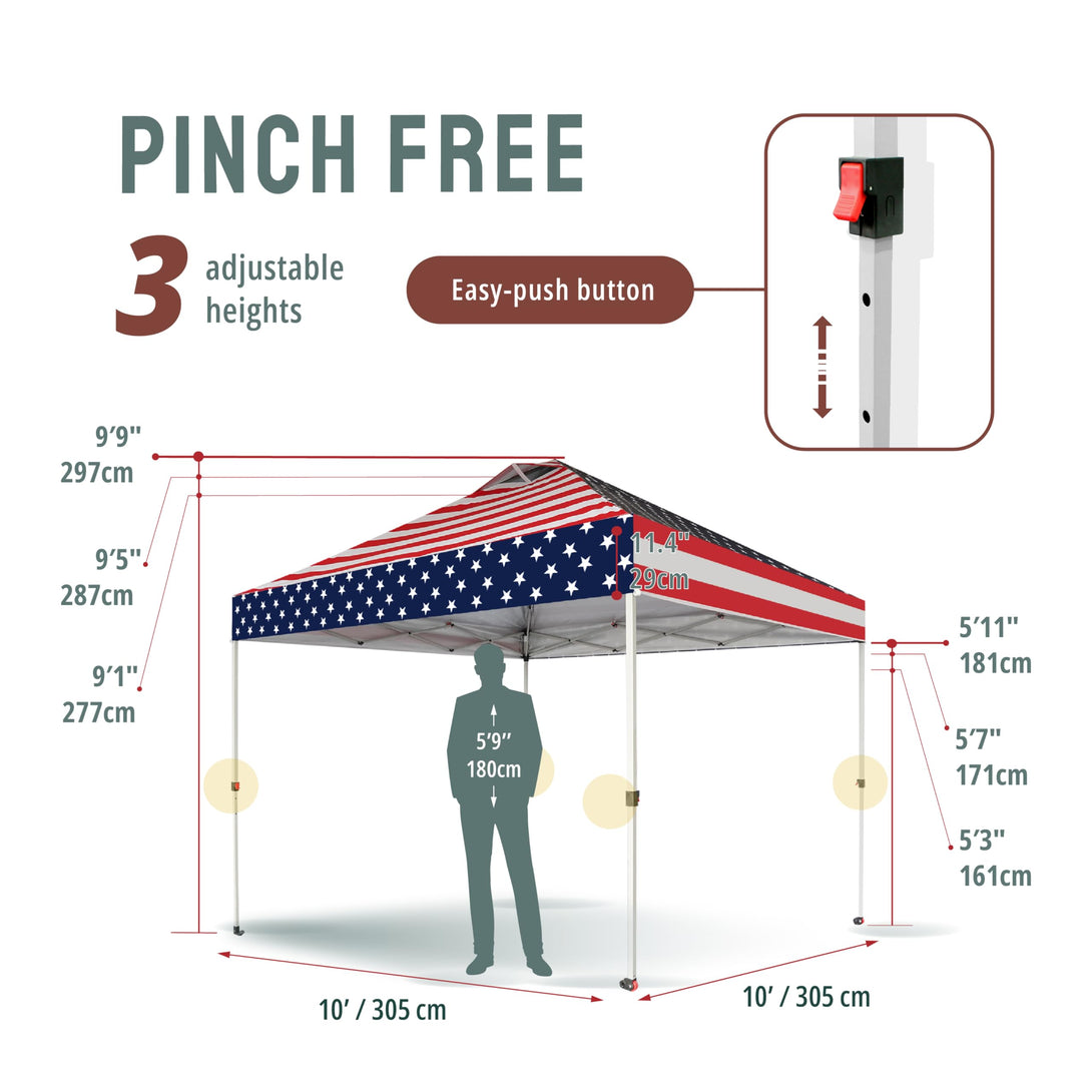 10x10 Pop up Canopy Tent RM100H, Patented One Push Pop Up Tent with Wheeled Carry Bag