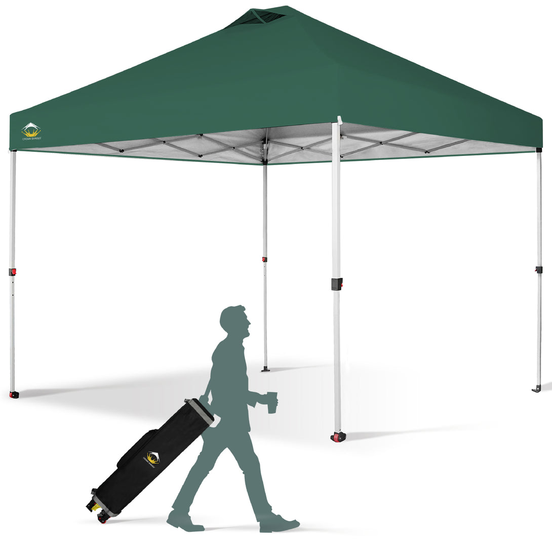 CROWN SHADES 10x10 Pop up Canopy Tent RM100H, Patented One Push Pop Up Tent with Wheeled Carry Bag