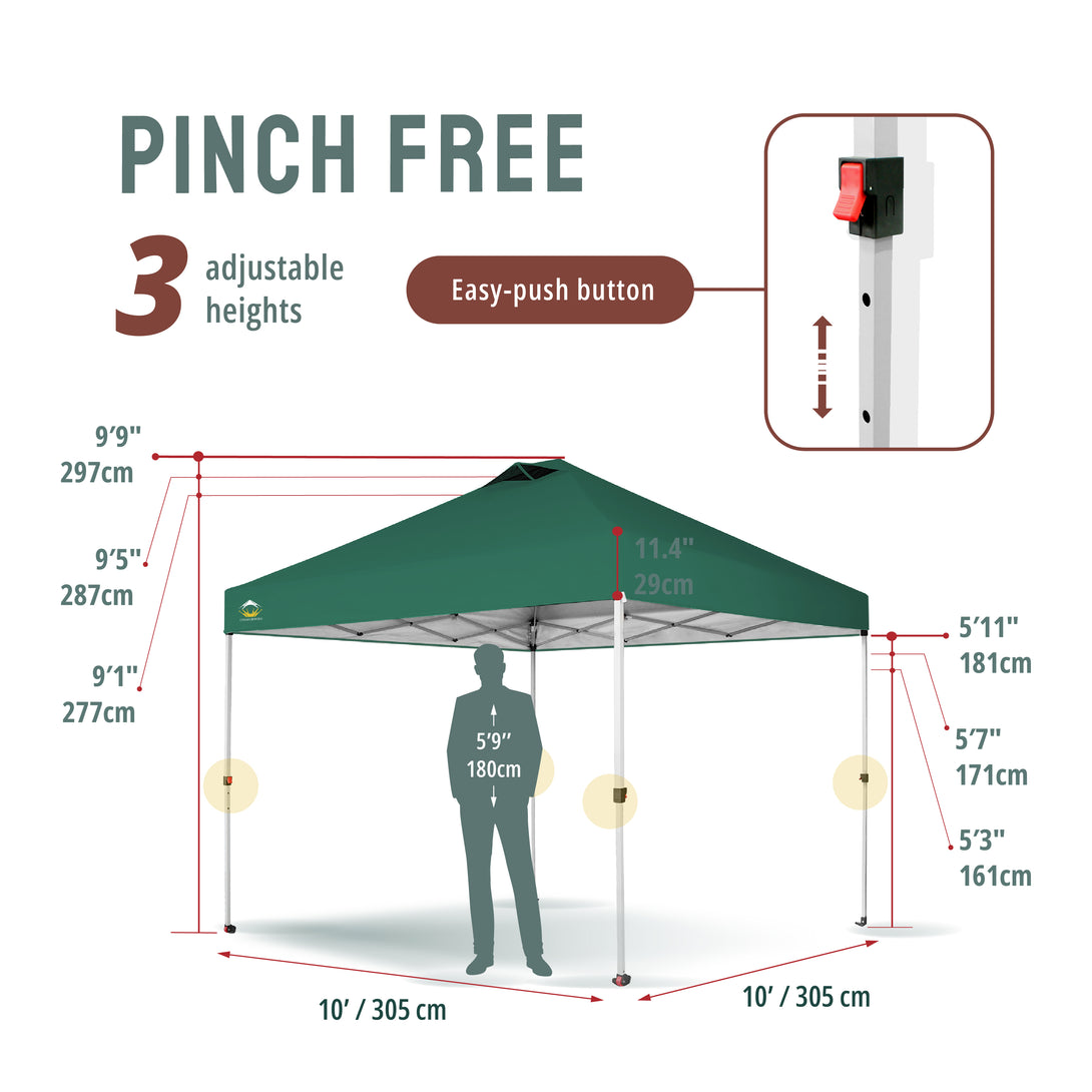 10x10 Pop up Canopy Tent RM100H, Patented One Push Pop Up Tent with Wheeled Carry Bag