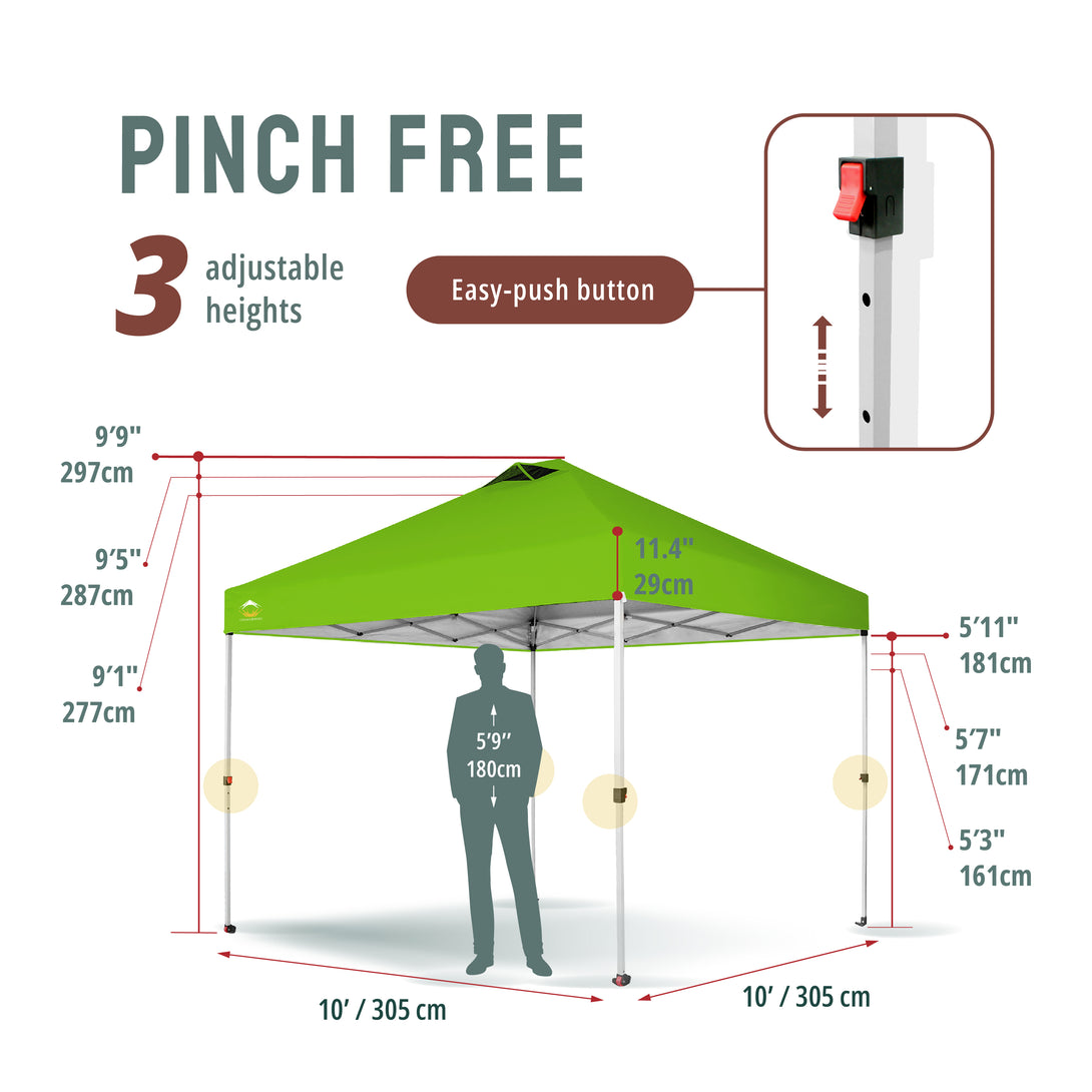 10x10 Pop up Canopy Tent RM100H, Patented One Push Pop Up Tent with Wheeled Carry Bag