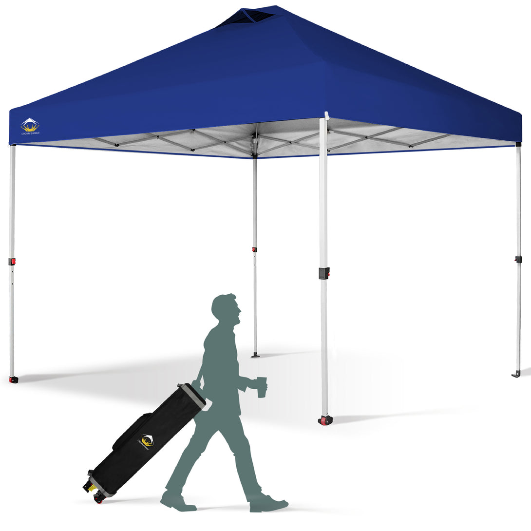 CROWN SHADES 10x10 Pop up Canopy Tent RM100H, Patented One Push Pop Up Tent with Wheeled Carry Bag