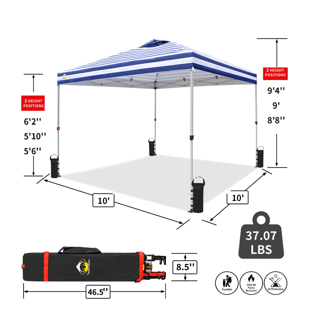 10x10 Pop up Canopy Tent RM100H, Patented One Push Pop Up Tent with Wheeled Carry Bag