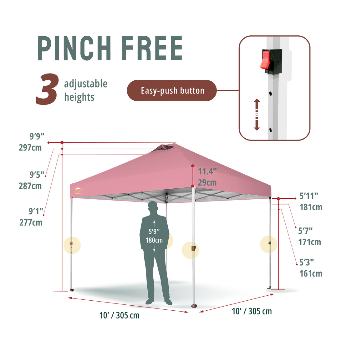 10x10 Pop up Canopy Tent RM100H, Patented One Push Pop Up Tent with Wheeled Carry Bag