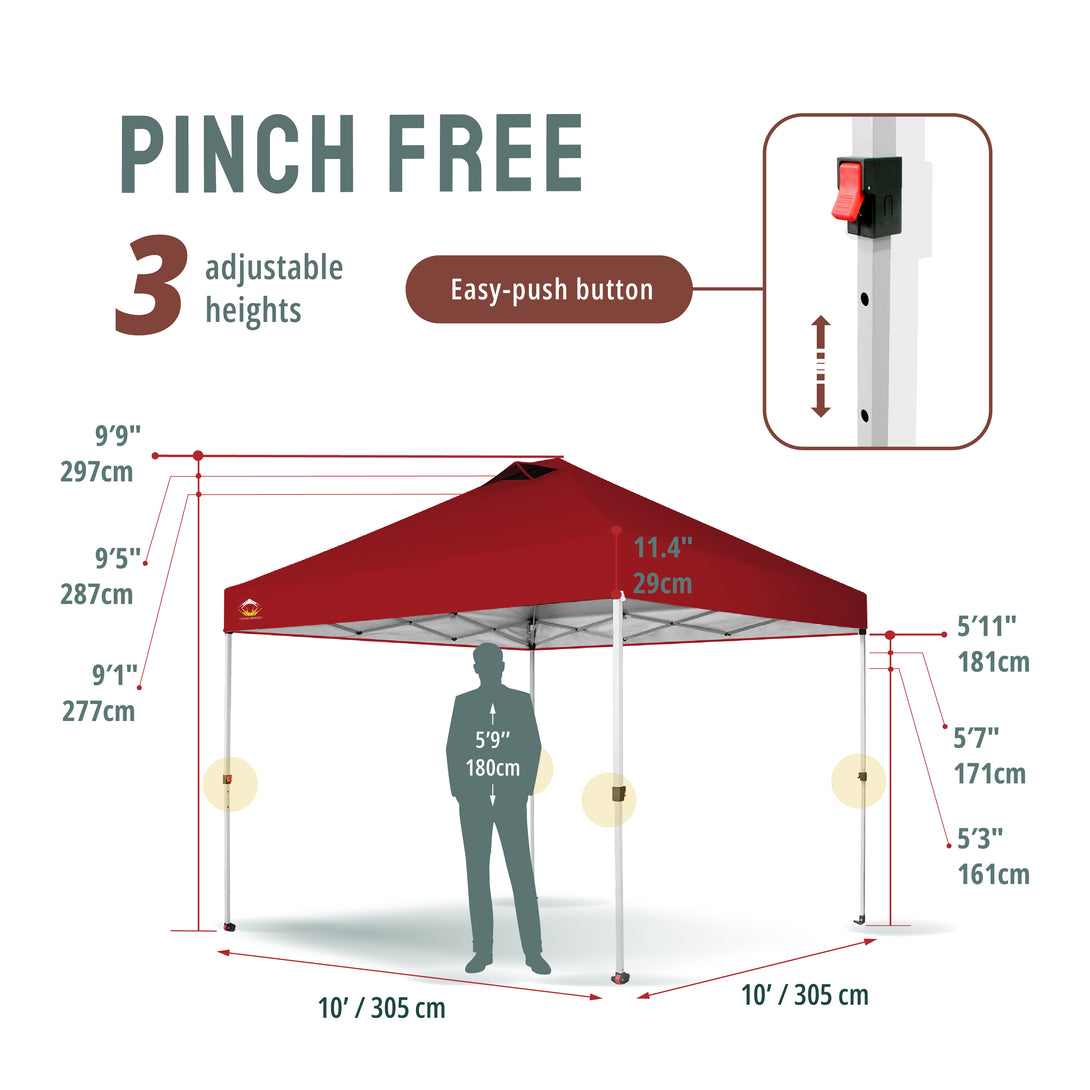 10x10 Pop up Canopy Tent RM100H, Patented One Push Pop Up Tent with Wheeled Carry Bag