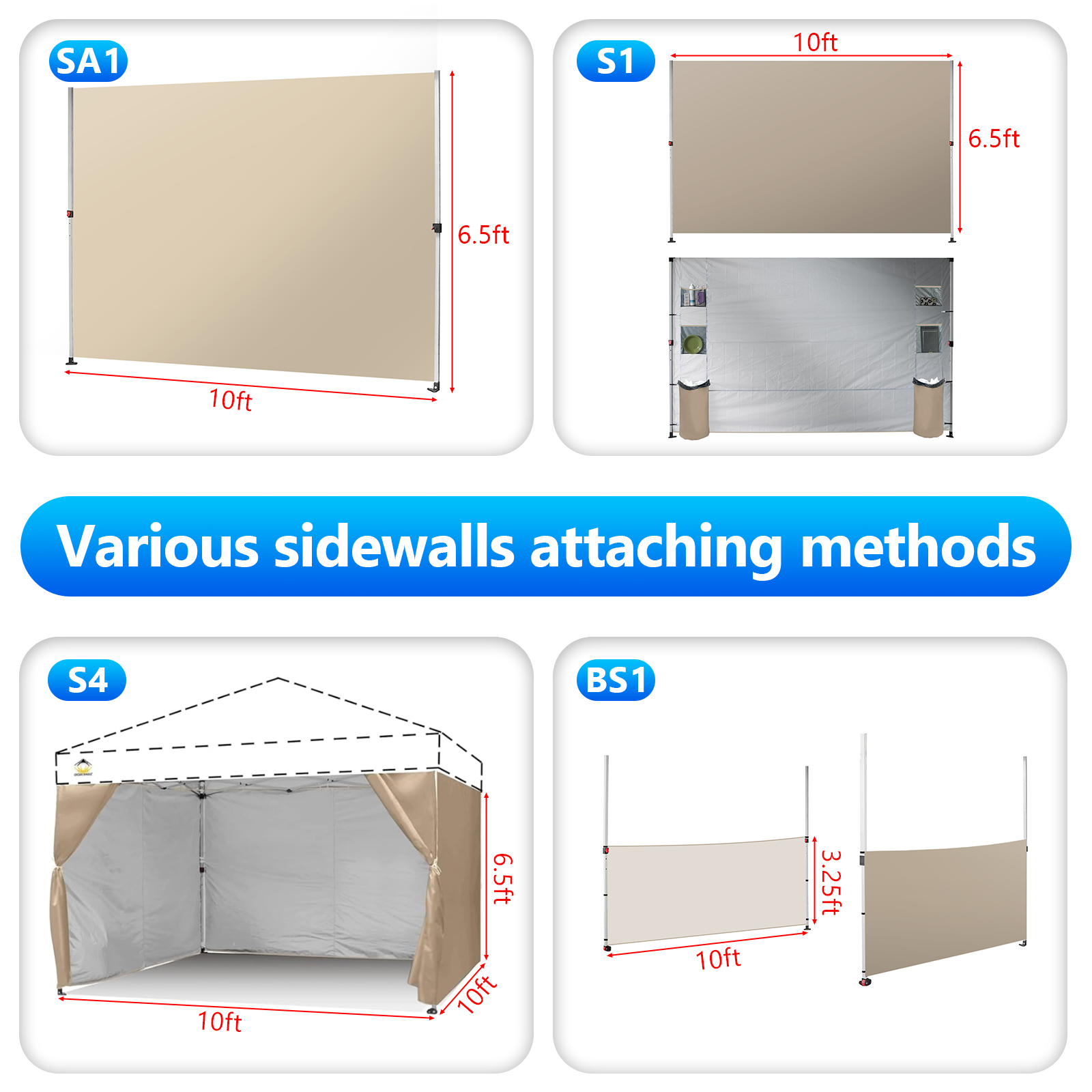 CROWN SHADES RM100H-S1/SA1/BS1/S4 Canpoy side wall