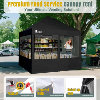 10x10 Pop-Up-Überdachung mit 4 Food-Stand-Seitenwand-Kit