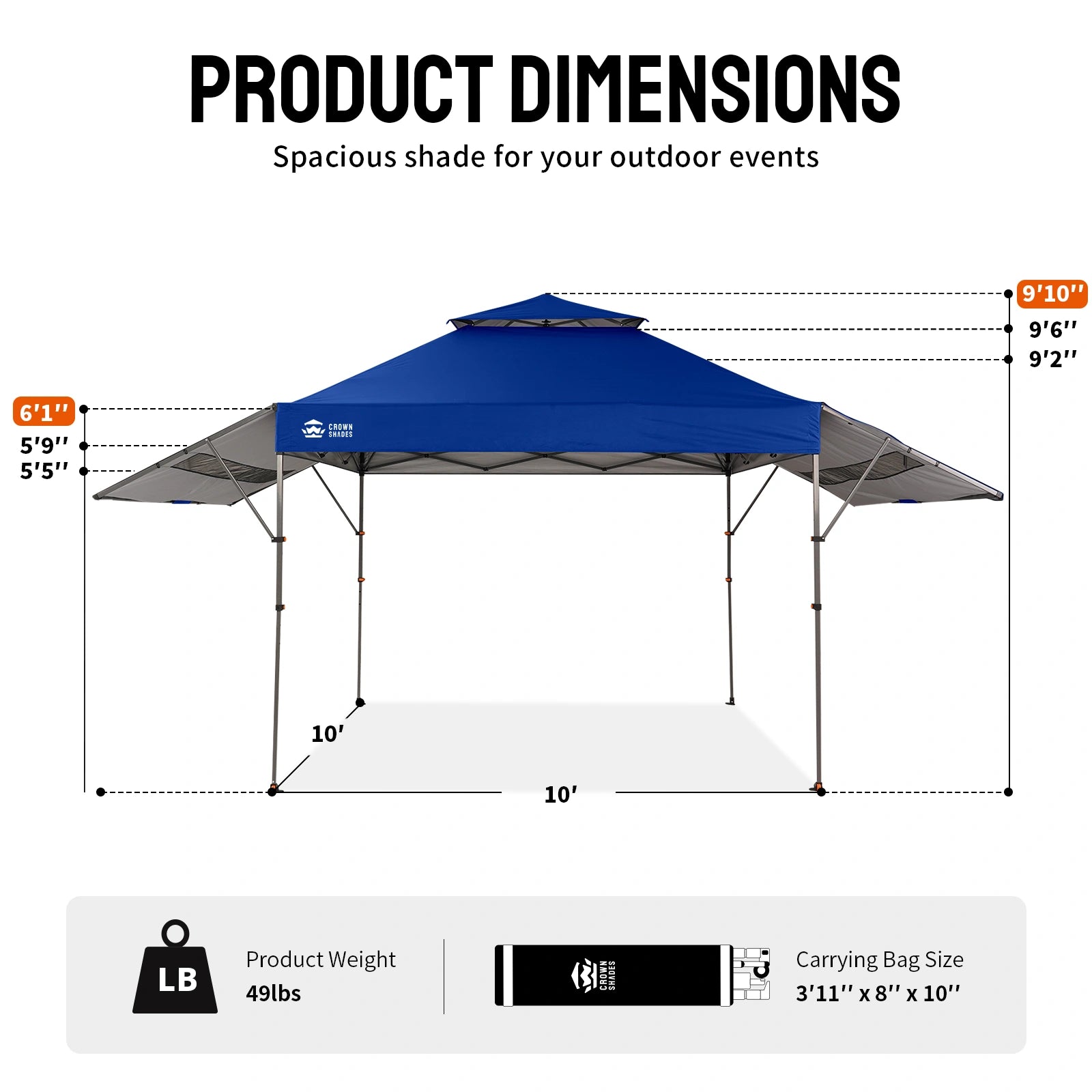 Vista 10' x 18' Carpa | Toldos dobles