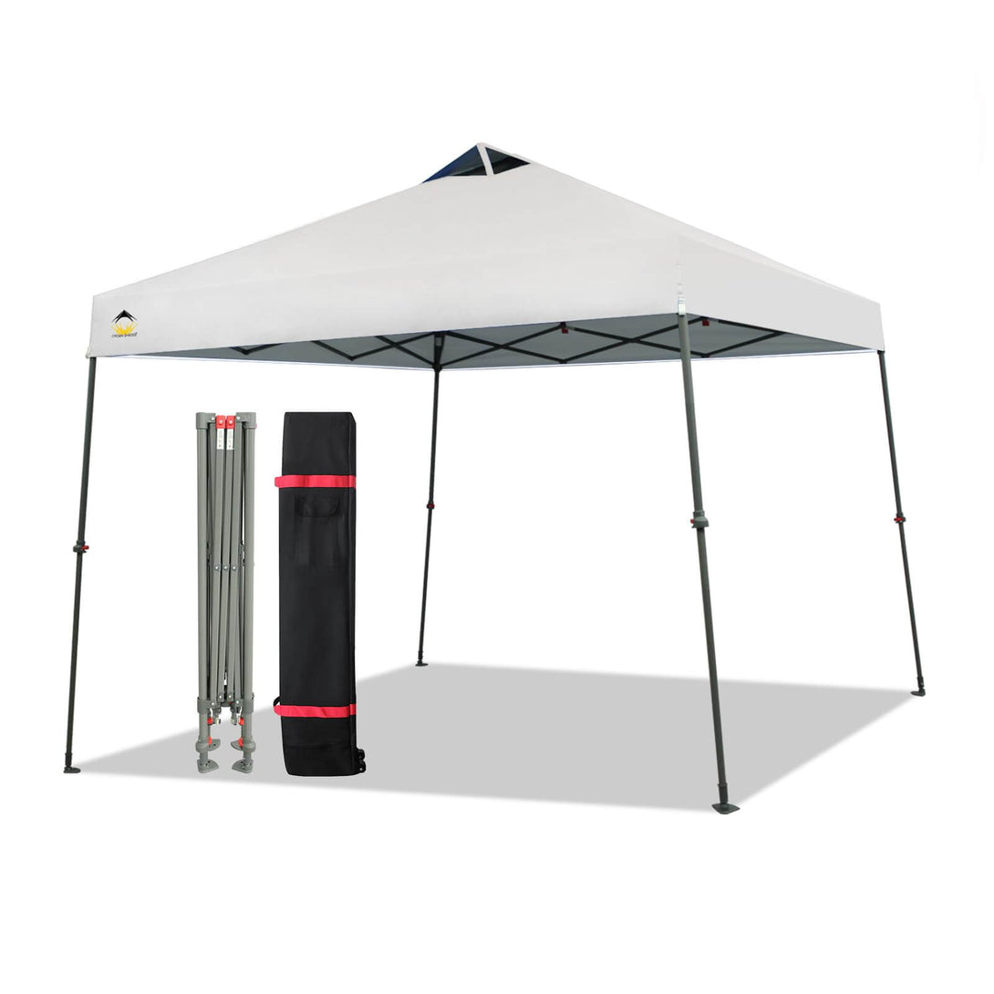 CROWN SHADES Canopy Tent 9x9 One Push Pop up Canopy Easy Up Canopy Bonus Wheeled Bag, 8 Stakes, 4 Ropes