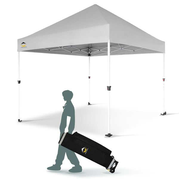 10x10 Pop Up Canopy Tent Instant Commercial 1-Person Setup Patended Centerlock with 400D Silver Coated Fabric