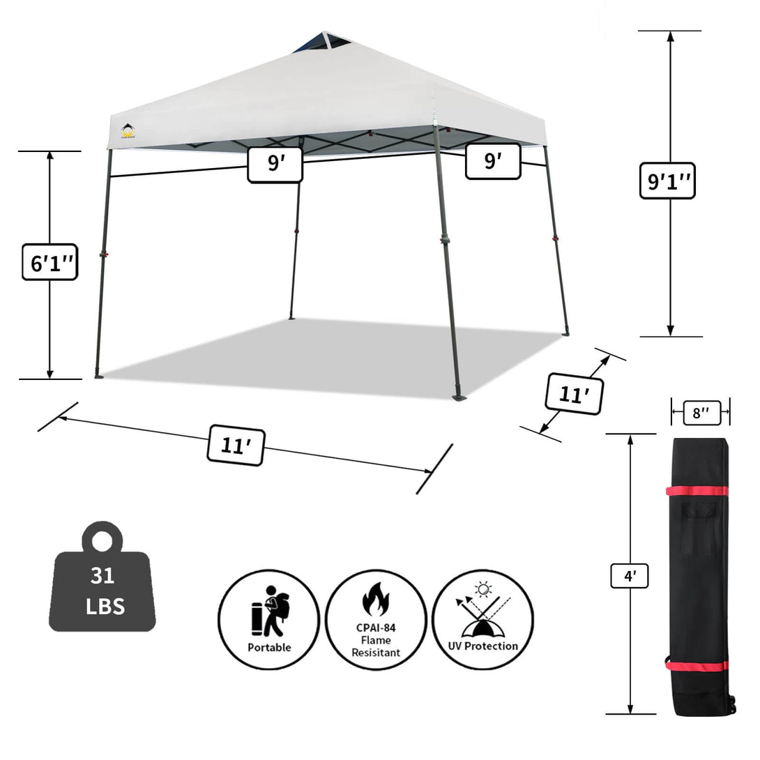 CROWN SHADES Canopy Tent 9x9 One Push Pop up Canopy Easy Up Canopy Bonus Wheeled Bag, 8 Stakes, 4 Ropes