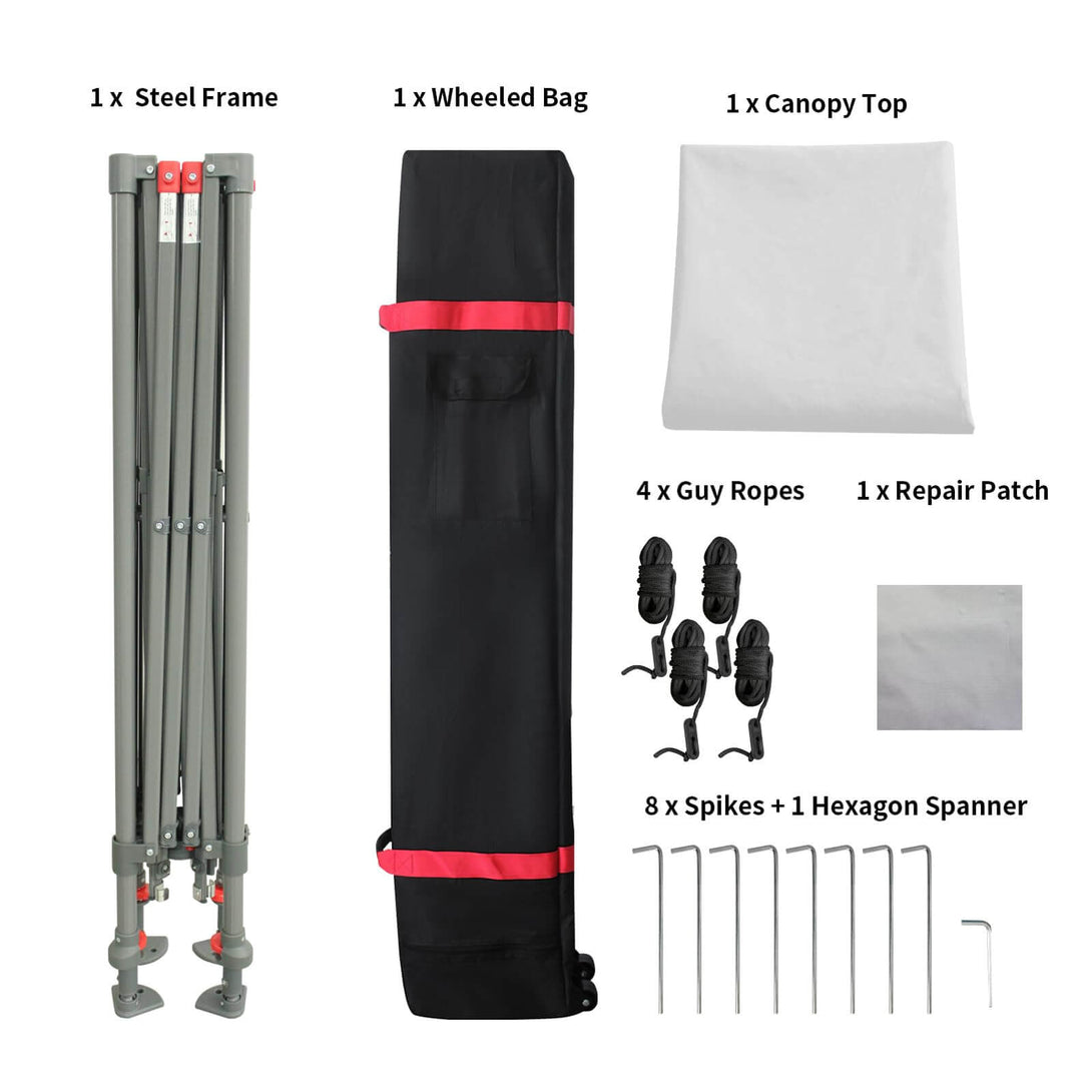 CROWN SHADES Canopy Tent 9x9 One Push Pop up Canopy Easy Up Canopy Bonus Wheeled Bag, 8 Stakes, 4 Ropes