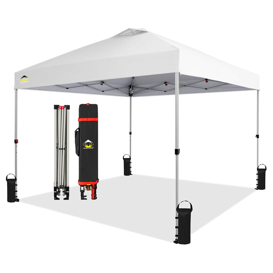 CROWN SHADES 10x10 Pop up Canopy Tent RM100H, Patented One Push Pop Up Tent with Wheeled Carry Bag