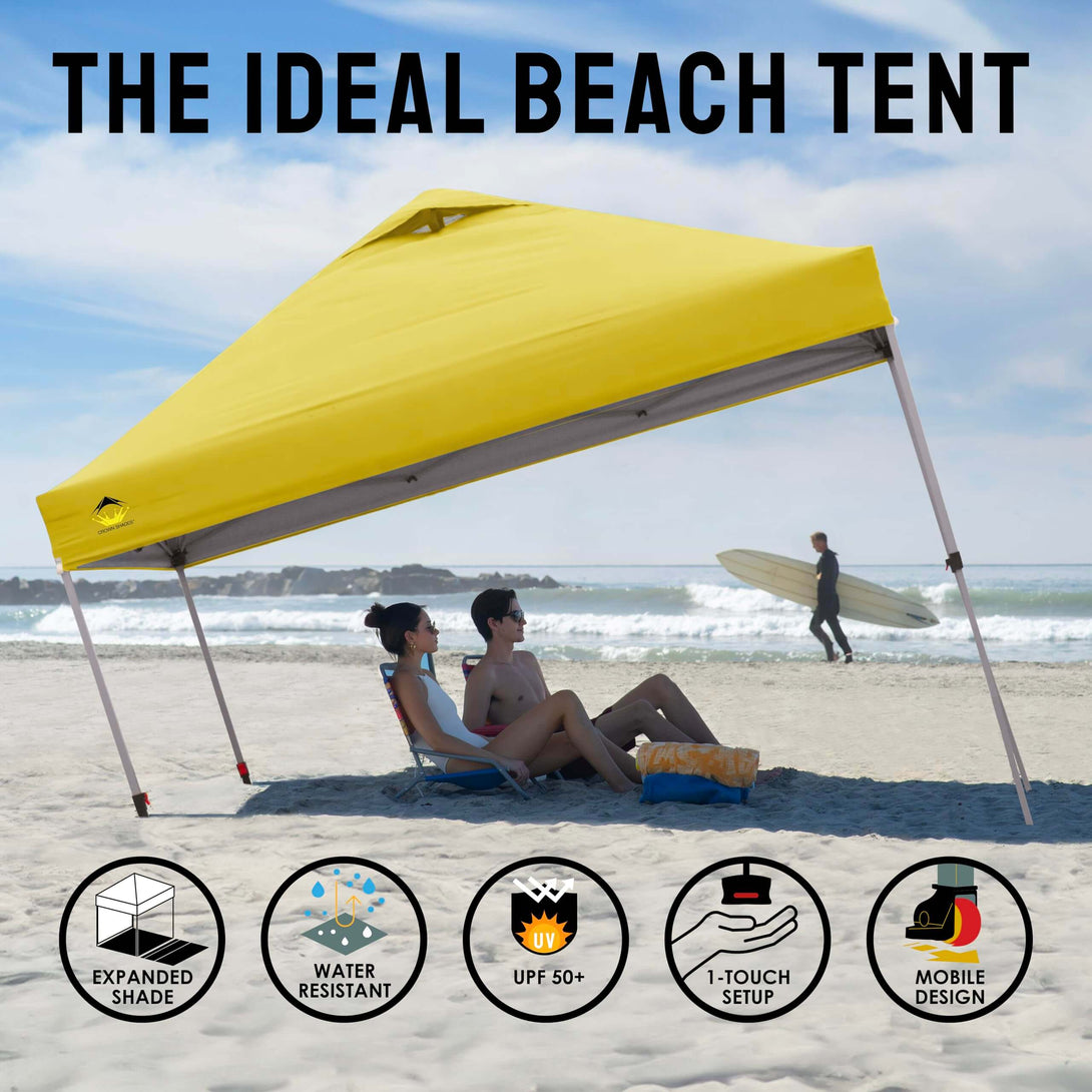 CROWN SHADES 8x8 Pop Up Canopy, Patented Center Lock One Push Tent Canopy, Newly Designed Storage Bag, 8 Stakes, 4 Ropes